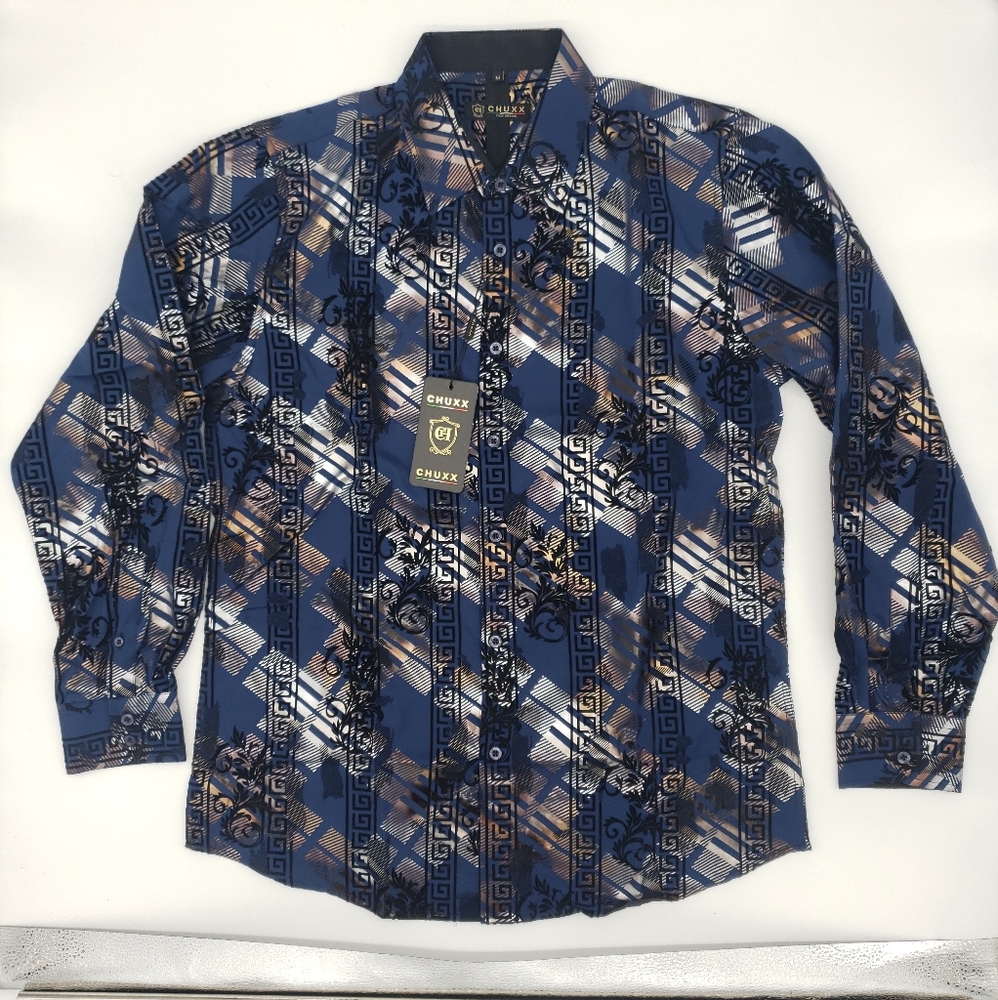 NWT Chuxx 2014 Mens Long Sleeve Button Down Shirt - Navy. M, L, XL, XXL